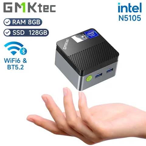 GMKtec 데스크탑 컴퓨터 작업 미니 PC, 인텔 셀러론 N5105, 윈도우 11 프로, 4K 미니 PC, DDR4 8GB RAM, 128GB ROM, WiFi5 BT4.2, KB5