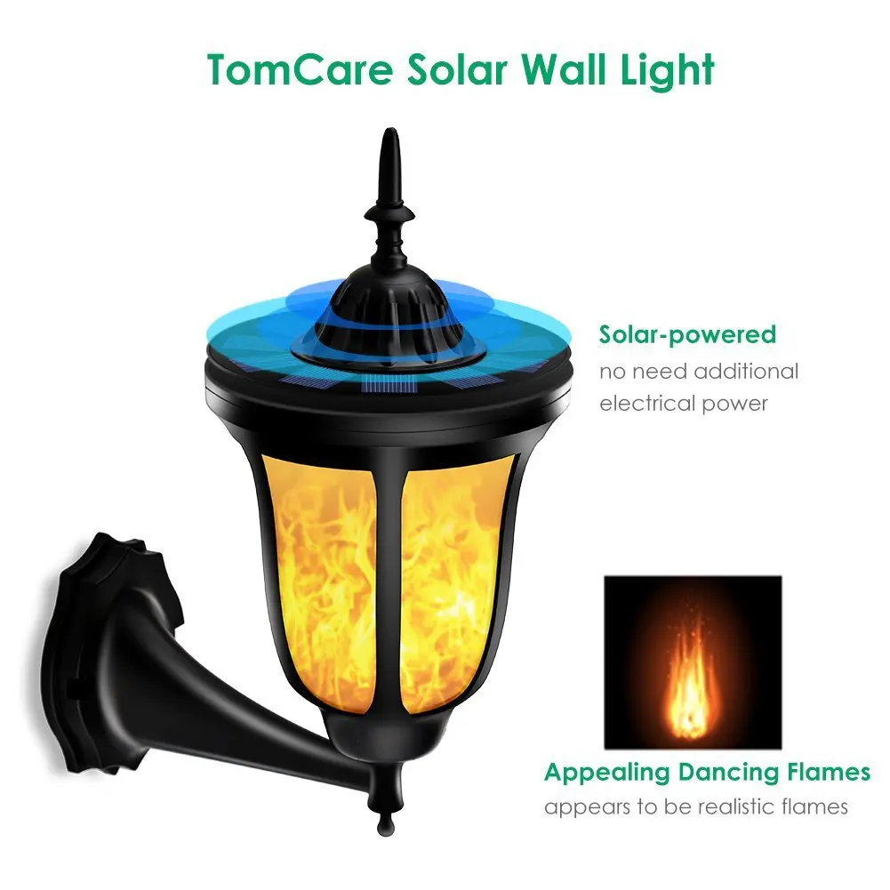 96LED Flame Solar Light Outdoor Garden Lamps Landscape Flood IP65 Waterproof Light Control Outdoor Porch Light Ambient Lamp Hot