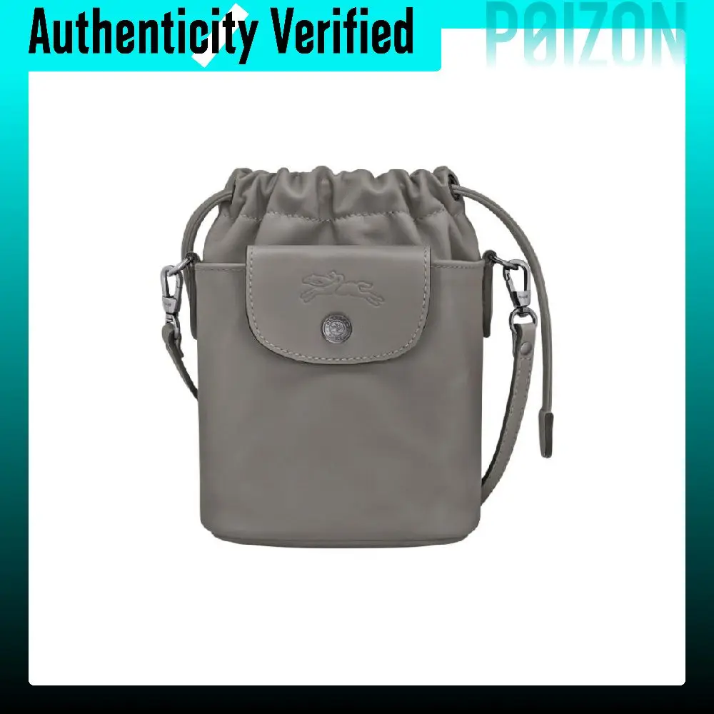 LONGCHAMP Adjustable Strap Cow Leather Shoulder Bag Regular Mini Unisex Dark Silver 10317987P55