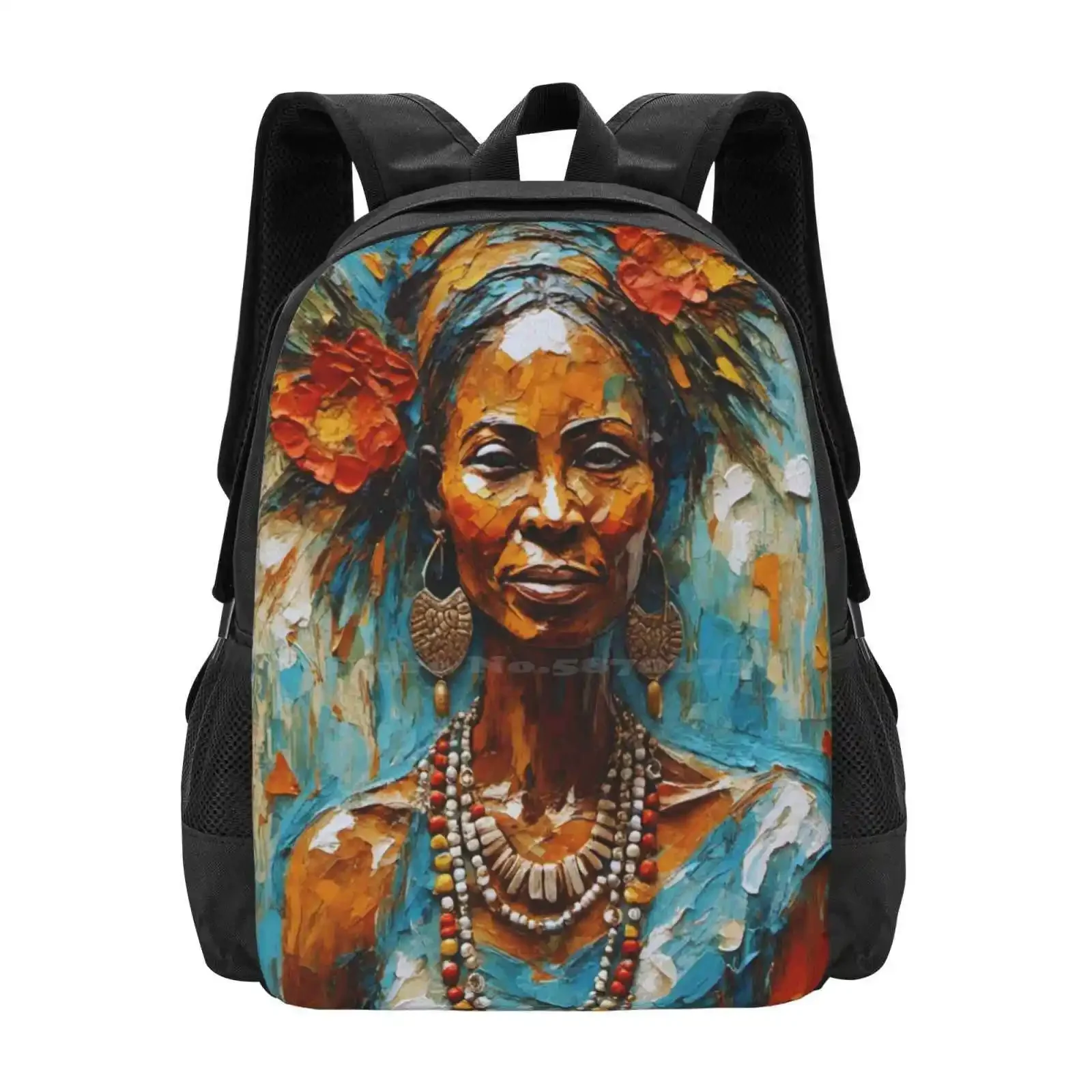 

#003 Empower Woman Hot Sale Schoolbag Backpack Fashion Bags Abstractart Floral Colorful Texturepainting Oilpainting