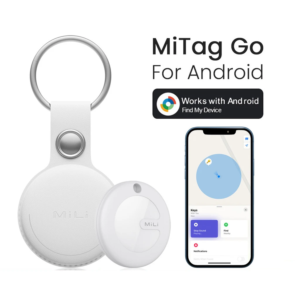 MiLi Smart Bluetooth Tracker per ricerca oggetti Android Funziona con Google Trova hub Dispositivo Finder per valigia da viaggio chiave, zaino