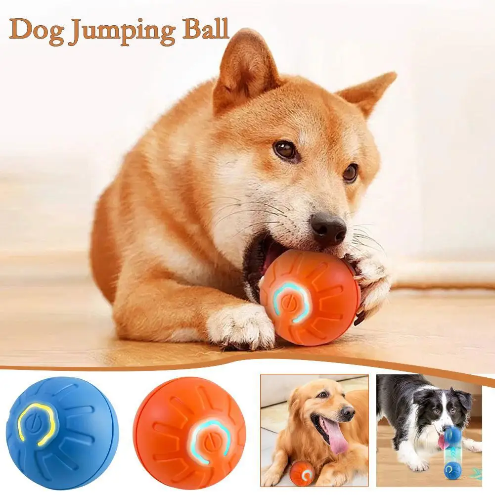 Electric Smart Pet Toy Ball Automatic Bouncing Bite-resistant Self-entertainment Rechargeable Toy And Dog Cat LED Light Wit Q8B6