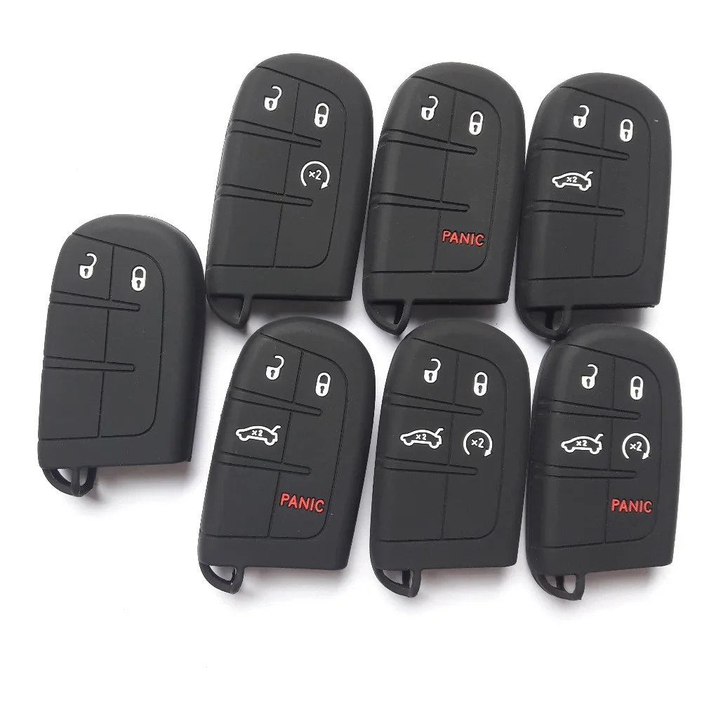 Silicon Car Case Holder Keyless Entry Remote Control Protector Cover For Jeep Dodge Chrysler 2 3 4 5 Button Smart FOB Key