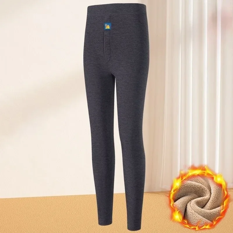 Men Fleece Long Johns Winter Warm Plus Size 4XL 5XL Thicken Camel Velvet High Waist Coldproof Thermal Underwear Basic Bottoms