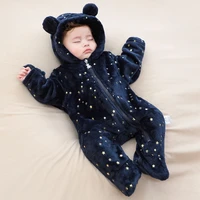 Newborn Baby Flannel Rompers Soft Warm Autumn Winter Bodysuit for Boys & Girls Cartoon Print Jumpsuit 0-19M Newborn Baby Clothes 3