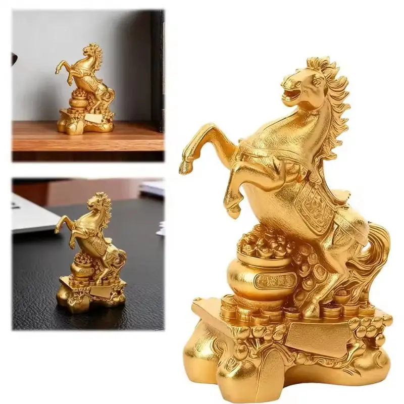 Nouvelle statue Feng Shui de l'animal du zodiaque Cheval 2026, jouet amusant, ornement porte-bonheur pour bureau et bibliothèque.