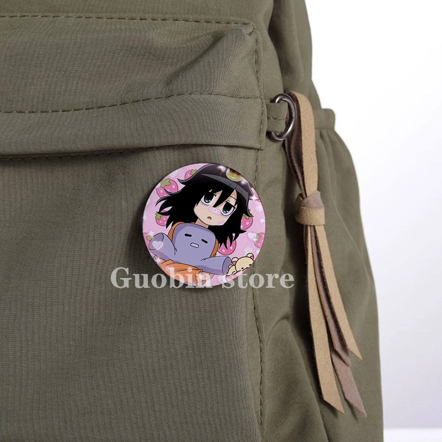 58mm New Anime Watamote Tomoko Kuroki Backrooms Button Pin Badge Anime Dakimakura Brooch Bag Accessories Decor Friends Gifts