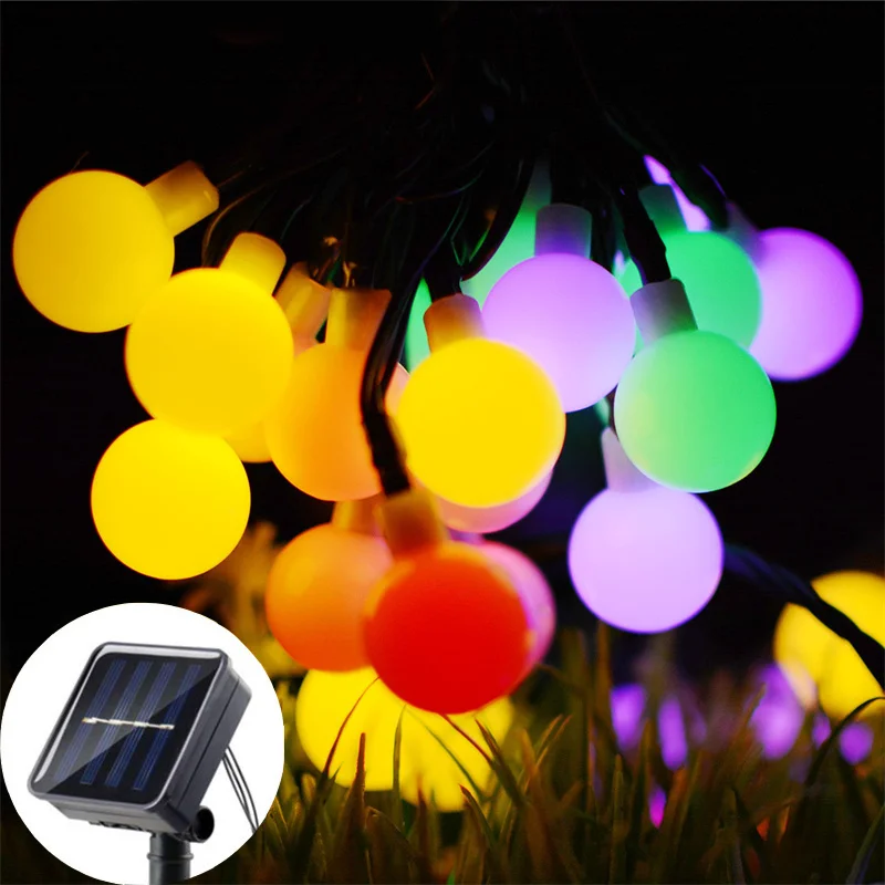 

Солнечные белые шаровые гирлянды, светящиеся свадебные садовые забор, балкон, дерево, вечеринка, украшение для улицы, светодиодные ночные лампы