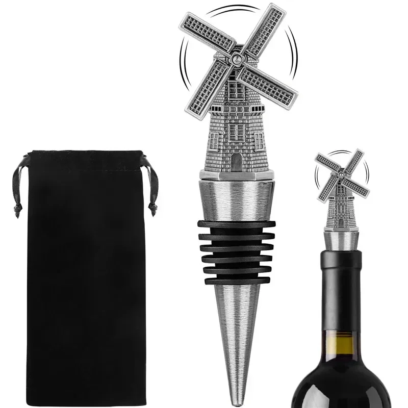 Portable Windmill Shape Wine Stopper Metal Bottle Stoppers for Wedding Club Restaurant Party Champagne Barware