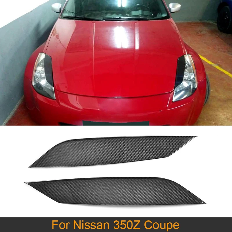 

Dry Pure Carbon Fiber Front Eyebrows Head Light Eyelids For Nissan 350Z Coupe 2 Door 2003 2004 2005 2006 Black FRP
