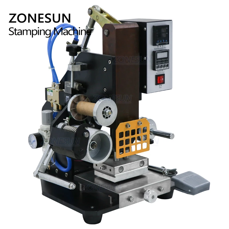 ZONESUN ZPS-890K 80*110mm High Speed Automatic Leather Paper LOGO Hot foil Stamp Creasing Embossing Machine Heat Press Machine