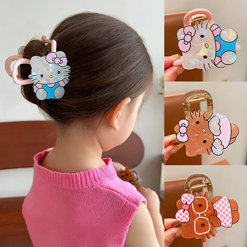 Sanrio Hello Kitty Grampos de Cabelo para Mulheres e Meninas, Garras De Cabelo Dos Desenhos Animados, Clipe De Tubarão Engraçado, Acessórios Bonitos Headwear, Moda Kawaii