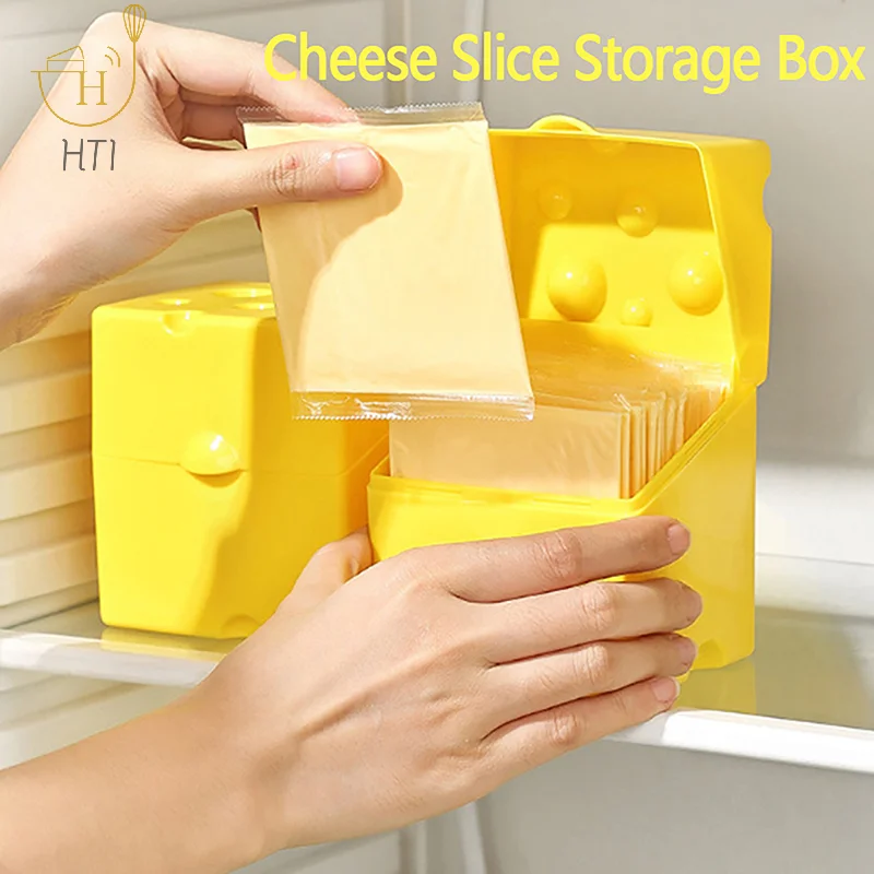 Cheese Storage Container Kitchen Accessories Plastic Cheese Shaped Refrigerator Slice Cheese Storage Box Kitchen Gadgets