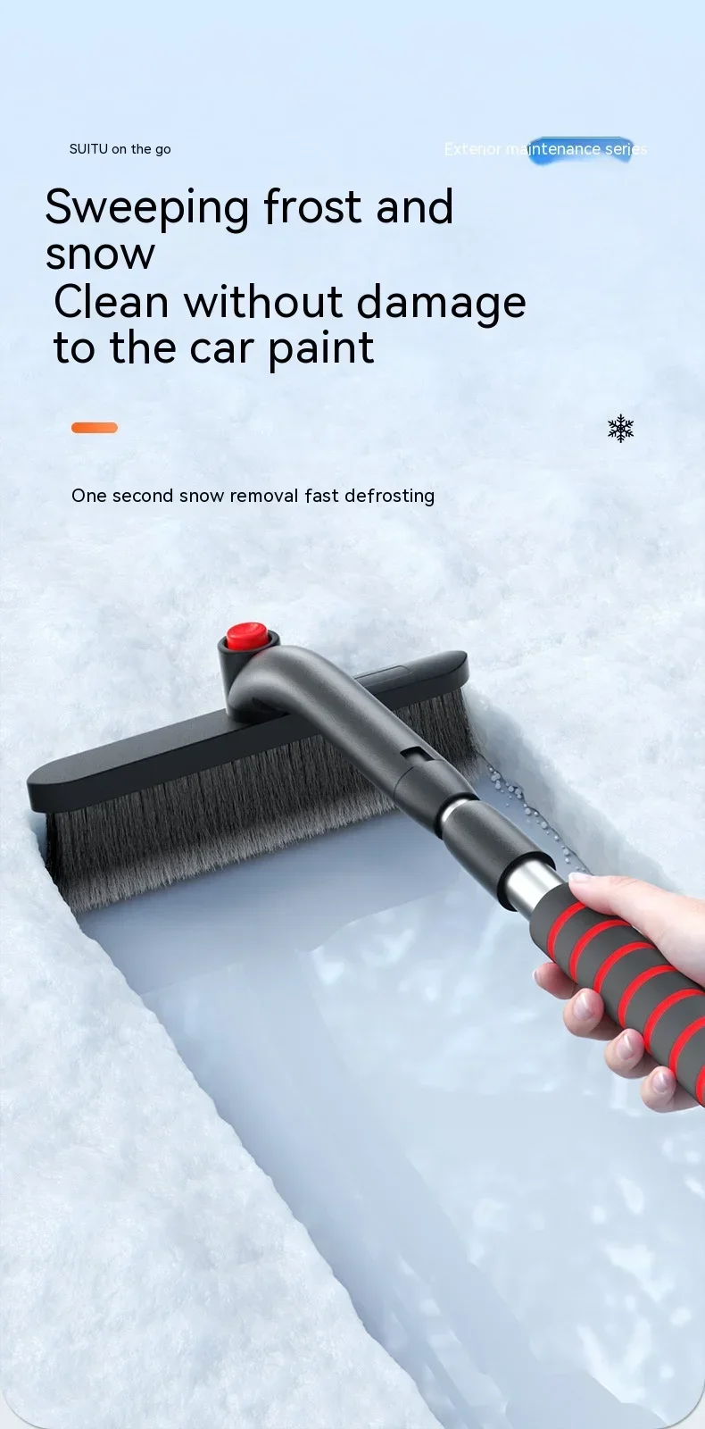 Ausziehbare Auto Schnee Schaufel Eis Schaber Winter Auto Windschutzscheibe Reiniger Pinsel Abnehmbare Besen Schnee Entfernung Werkzeug Zubehör – Detail 6