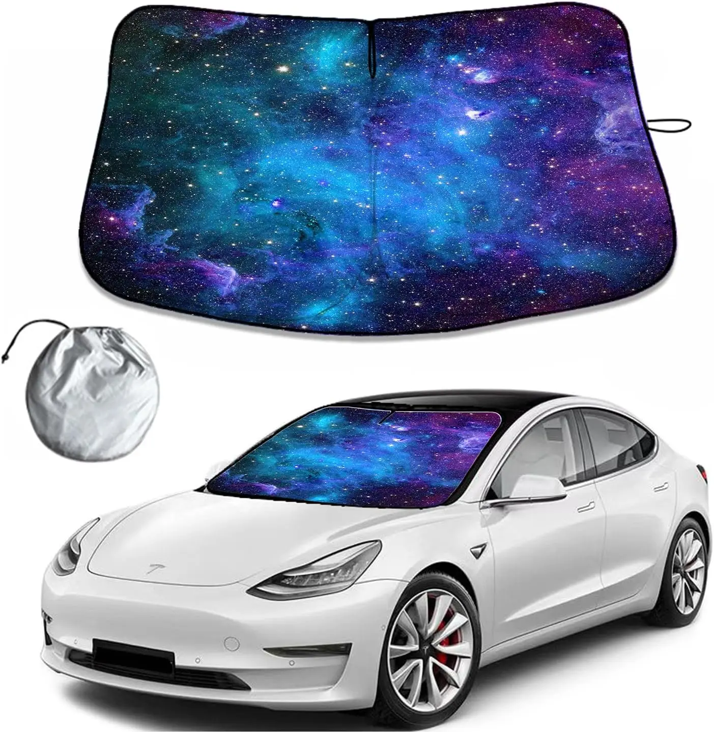 

Солнцезащитный козырек на лобовое стекло автомобиля «Звездное небо» для Tesla Model 3/Y/S/X, быстроскладывающийся с сумкой для хранения, защита автомобиля от High T