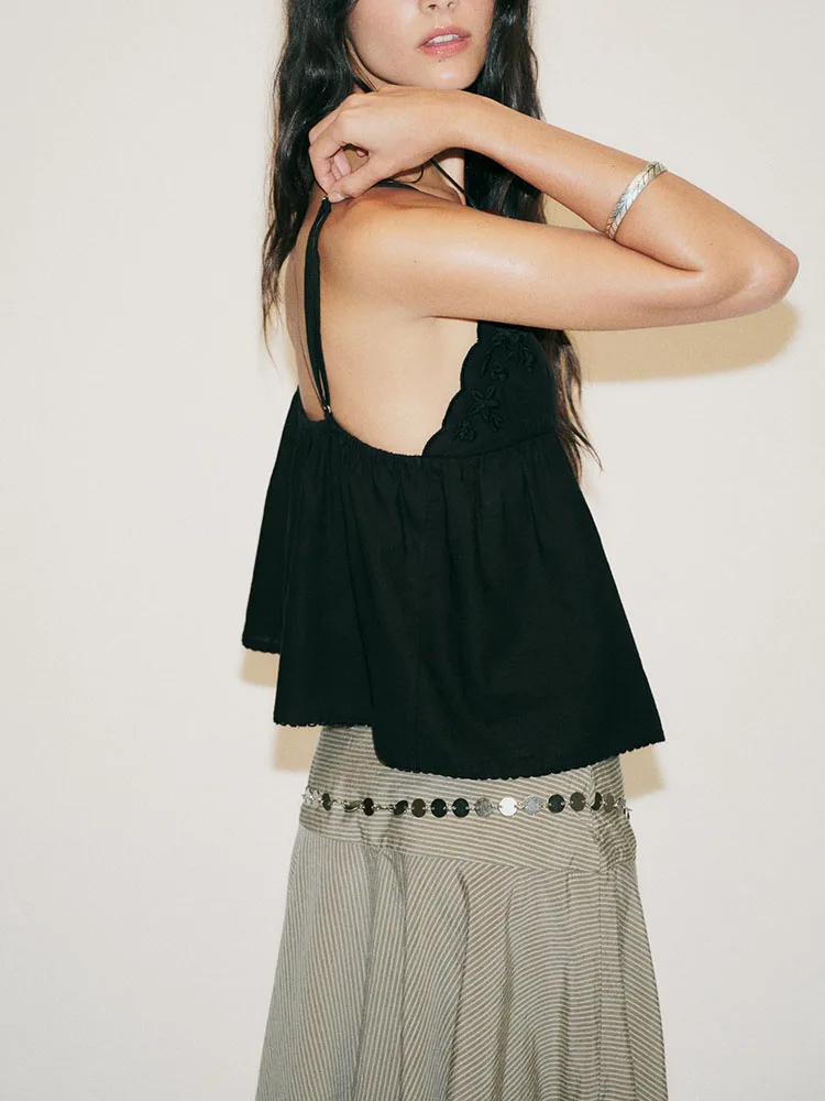 Faionable Embroidered Svel V-Ne ter Top Women's New Arrival Summer Clothing Versatile Trendy Chinese Ethnic Sle