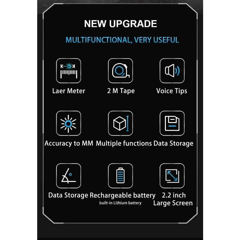 SNDWAY الرقمية Rangfinder 2 في 1 مقياس الأسنان بالليزر مع شريط القياس المعايرة الذاتية 100 مجموعة تخزين البيانات مكتشف المدى بالليزر #6