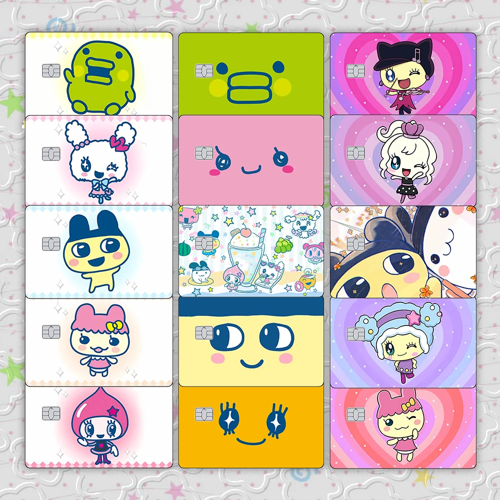 Pegatina de piel de tarjeta de crédito Mametchi de dibujos animados, pegatinas electrónicas mate para mascotas para tarjetas VISA y otras tarjetas magnéticas IC