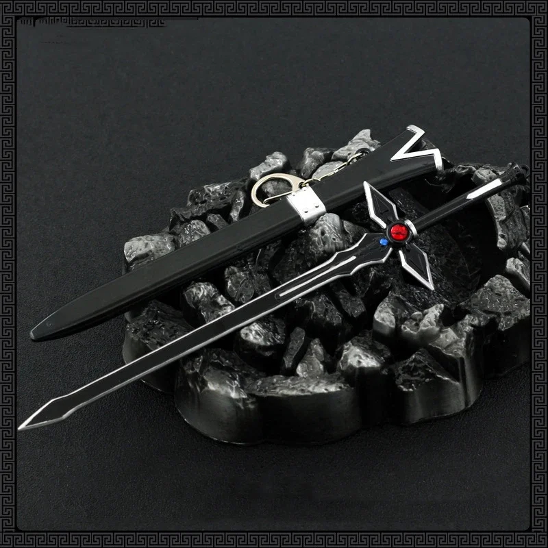 22cm Sword Art Online Dark Repulsor Sword with Sheath Ninja Samurai Sword Weapon Model Peripheral Keychain Craft Gift Boy Toy