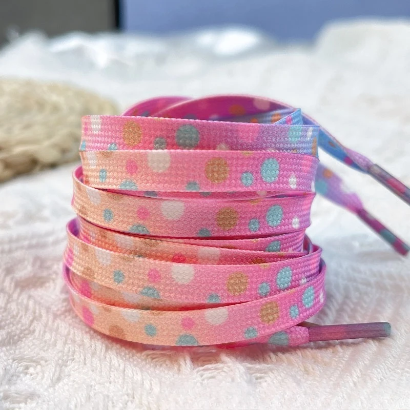 120 Cm Cute Fashion Flat Shoelaces, Candy Color Cream Polka Dot Gradient Shoe Laces, Decorative Polyester Shoelaces for Sneakers