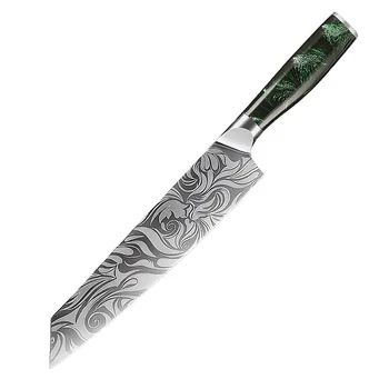 Kitchen Knife Chef Japanese Knife Laser Damascus Pattern Knife Cut Meat Fruit Bread…