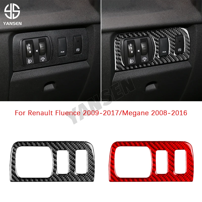 

Car Headlight Button Frame Carbon Fiber For Renault Megane 3 Renault Fluence 2009 2010 2011 2012 2013 2014 Accessories