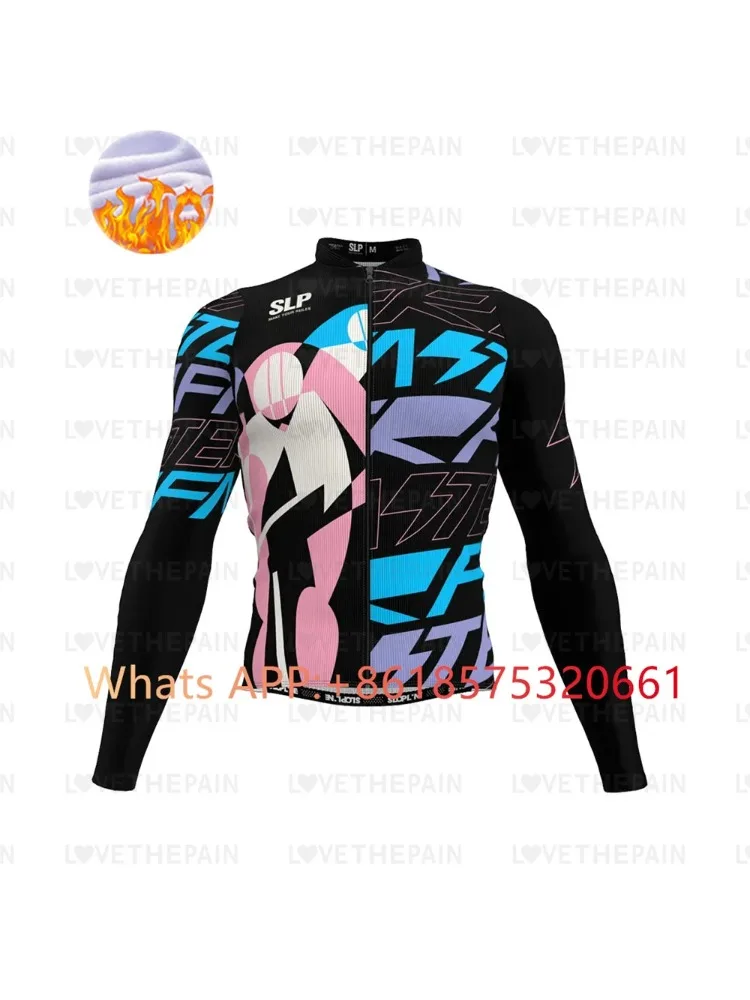 AliExpress SLP 2024 Winter Thermal Fleece Cycling Jersey Top MTB Bike Outdoor slopline Men's Bicycle Clothing Long Sleeve Shirt Uniform new