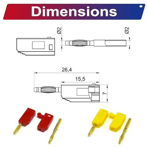 2mm Banana Male Female Plugs Assorted Kit, M2 Banana Plugs Male Female Banana Jack Panel Mount Banana Socketr(M2-Banana-Kit)