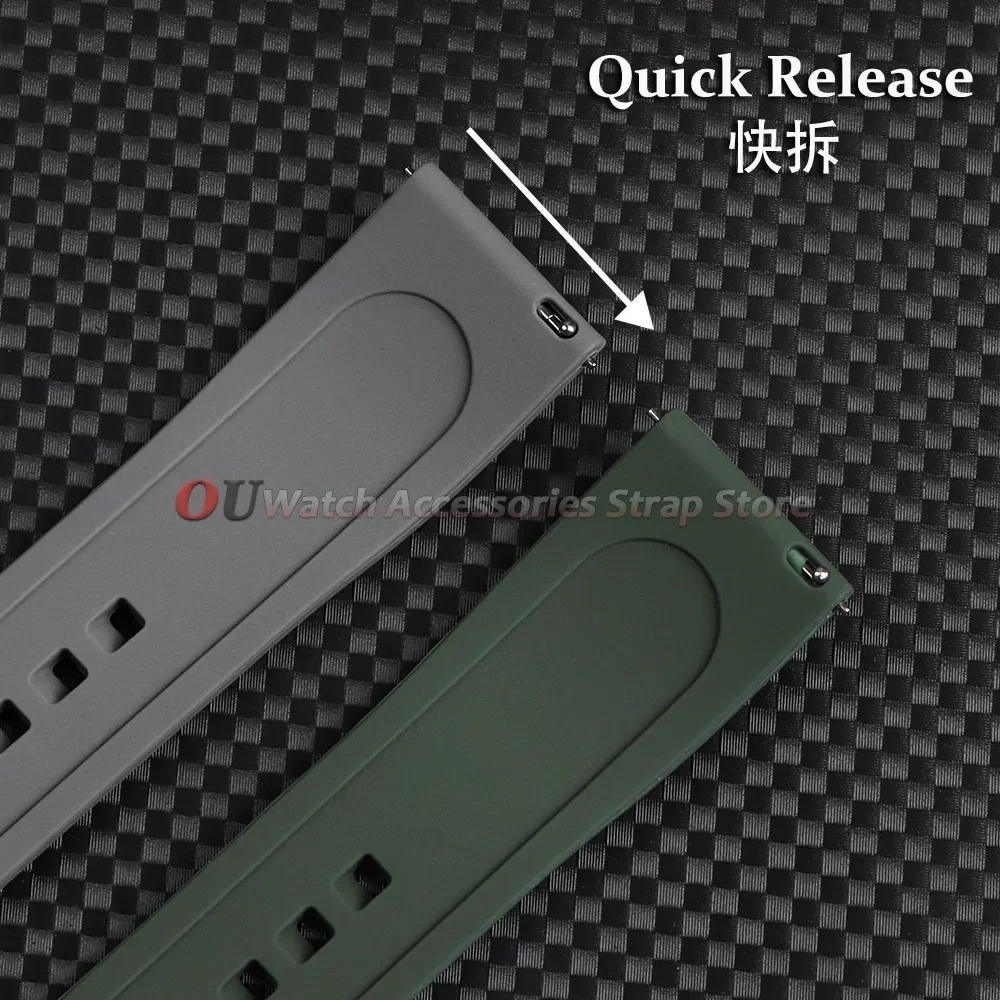 20mm 22mm Silikon-Uhrenarmband für Seiko, Rolex, Omega, Schnellverschluss-Uhrenarmband mit Schmetterlingsverschluss, Gummi-Armbänder für Damen und Herren – Detail 6