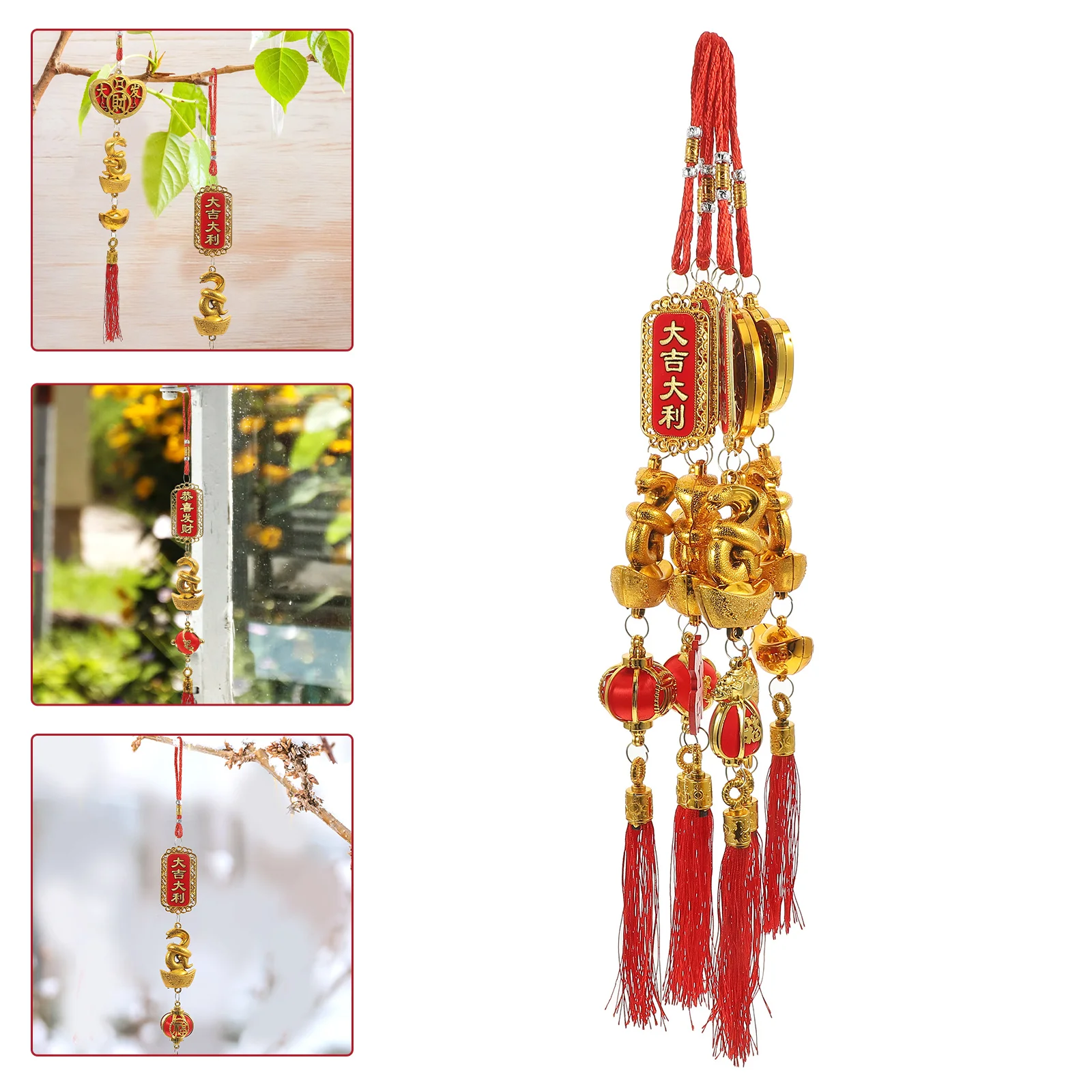 

6pcs Tassel Hanging Pendants Chinese New Year Decorations Spring Festival Hanging Ornaments Car Door Tree Decorative Pendant