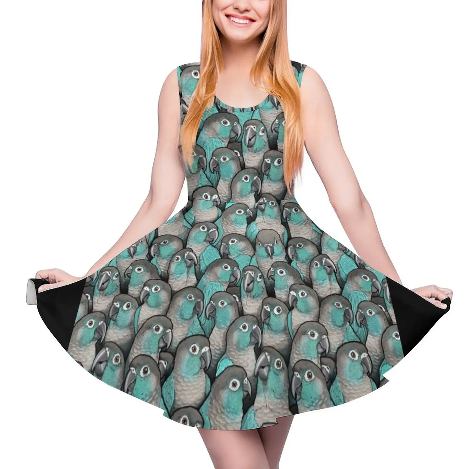 Turquoise Green-Cheeked Conures Sleeveless Dress women