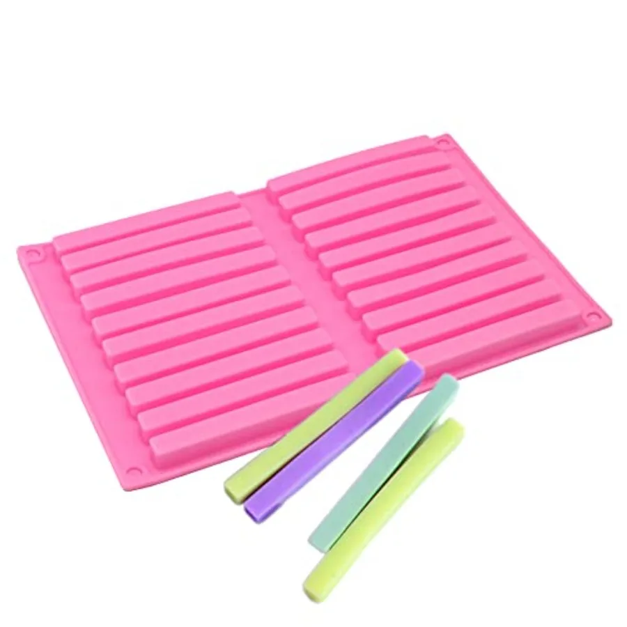Molde de palo de silicona de 20 cavidades y 10 cm, para reciclaje de crayones de jabón, dulces, galletas de chocolate y palitos de hielo