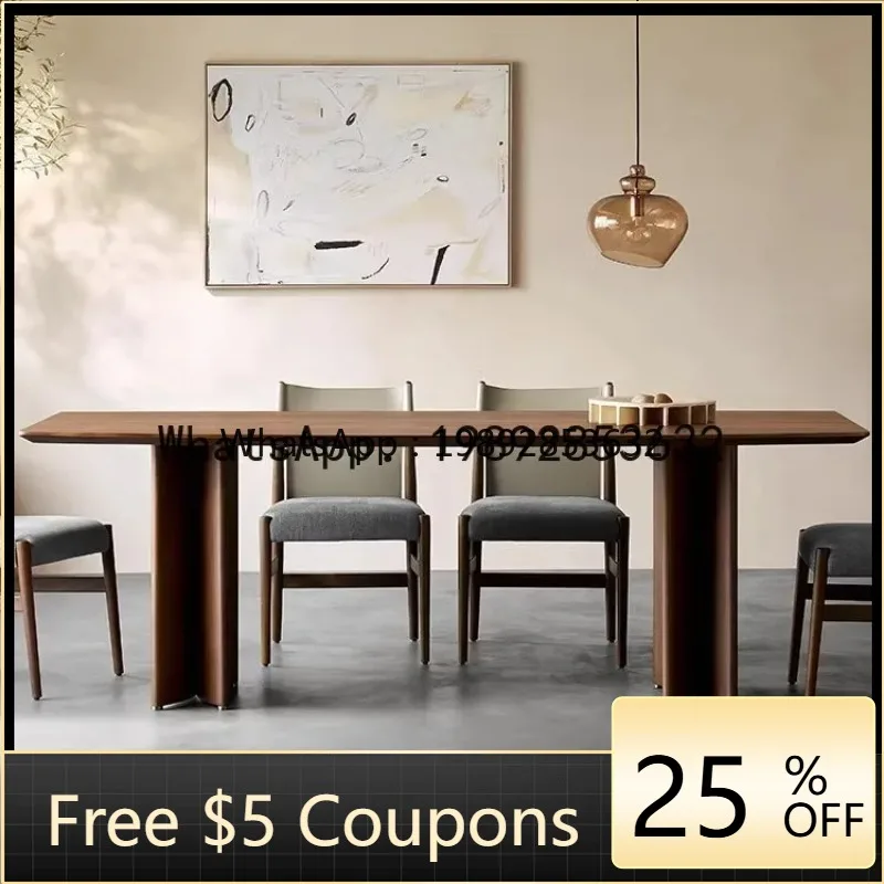 

Z1 Black Walnut Dining Table Wabi-Sabi Style Living Room Long Table Office Solid Wood Desk