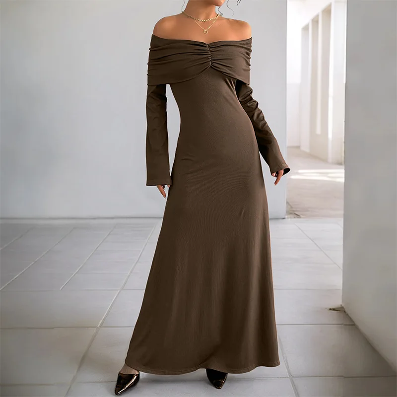 

Long Dress Women Dresses Off Shoulder Sexy Slim Fit Vestidos Streetwear Full Sleeve Elegant High Waist Y2k Party Night Work 2025