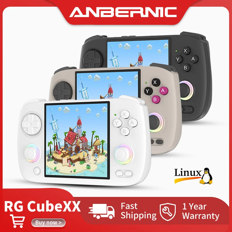 Anbernic RG CubeXX Retro Handheld Game Console 3.95 Inch IPS Screen 64-bit Linux RGB Joystick 3800mAh Portable Game Player HD TV