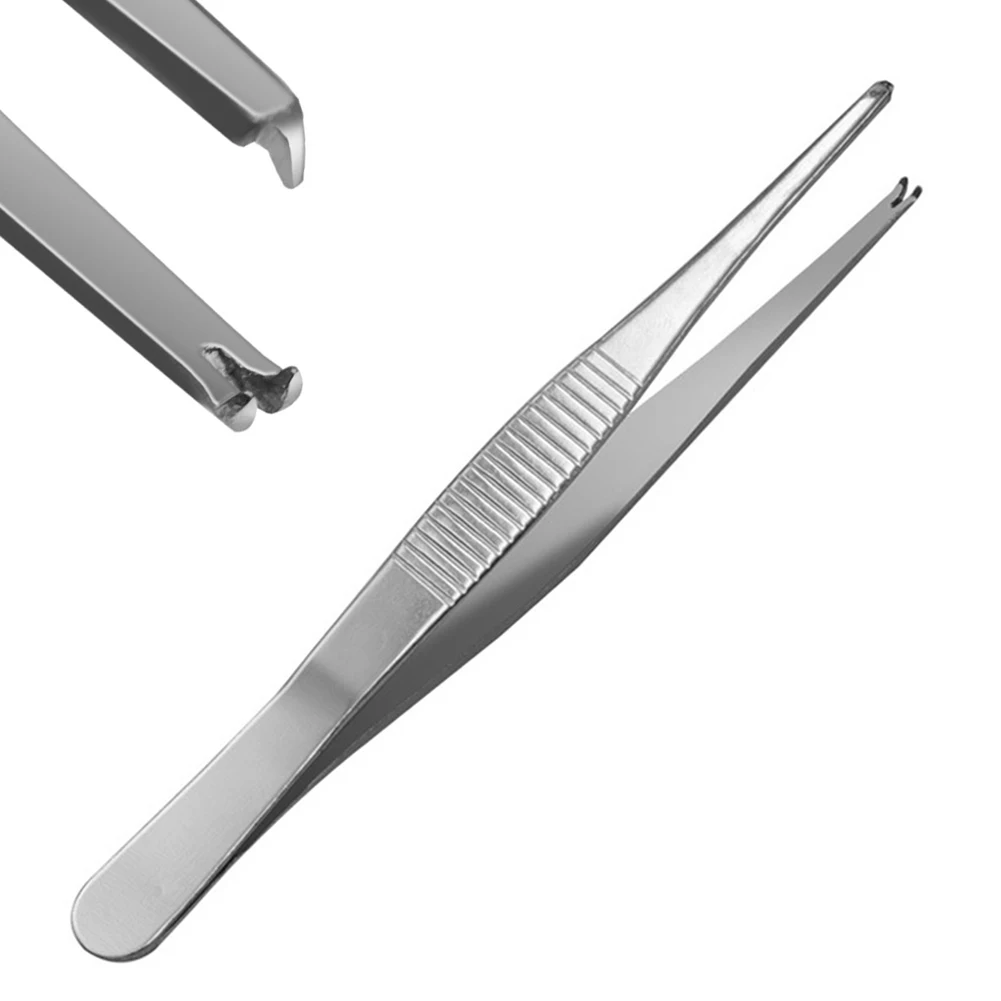 Spezielle 1-teilige gezahnte Pinzette für präzisen Griff, heiß begehrt, zum Manipulieren von Nadeln, silberfarben, zum Nähen, 125 mm / 5 Zoll, bester Preis – Detail 4