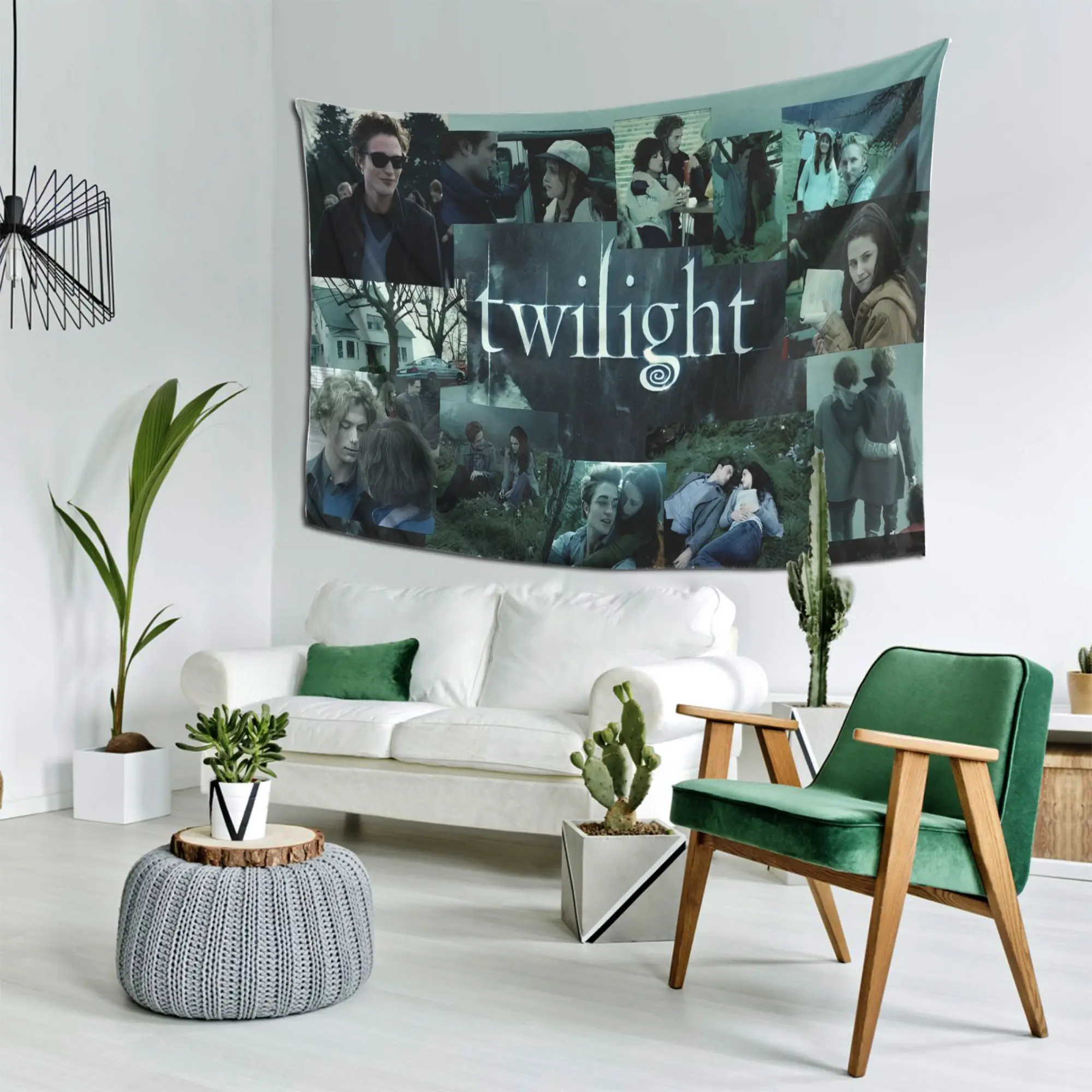 Twilight Collage Tapestry - Celebrating Romantic Fantasy with Iconic Movie Scenes - Perfect for Home Decor,Adding Magical Colors