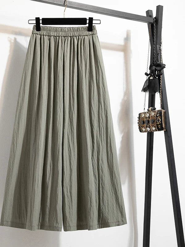 

Юбка-миди А-силуэта с высокой талией, широкие брюки, юбка-солнце, женские брюки больших размеров для весны, лета, осени, повседневные брюки для работы и отдыха