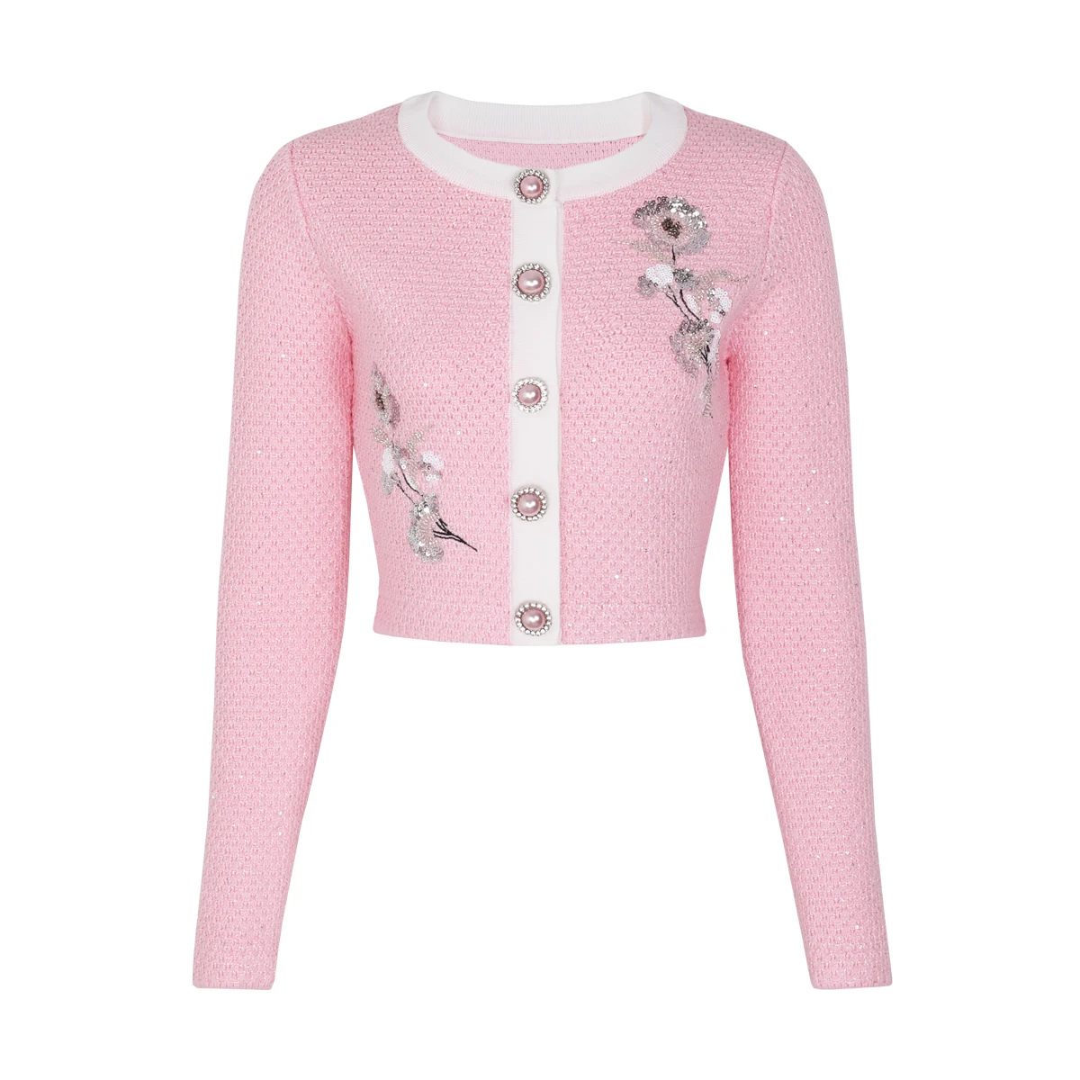 

Высококачественная весенне-осенняя новая модная вязаная женская куртка-кардиган с длинными рукавами и вышивкой пайетками