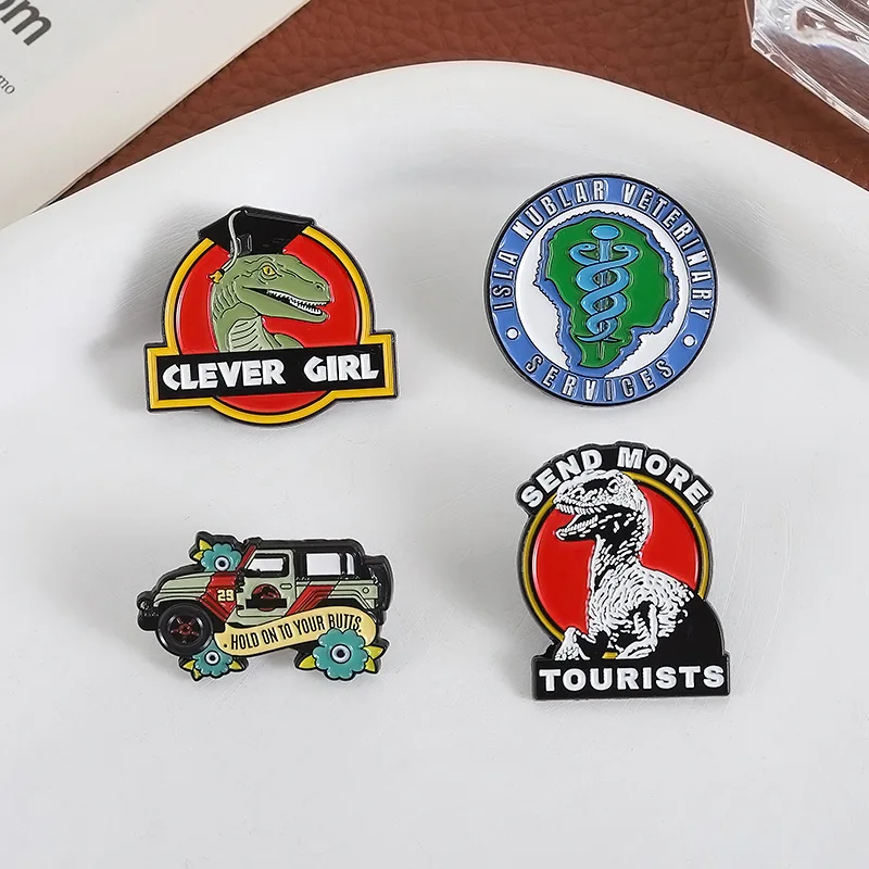 عقد على الأقواس المينا دبابيس إرسال المزيد من السياحين ديناصور فيلم دبابيس التلبيب شارات مجوهرات هدية لصديق بيطري #3