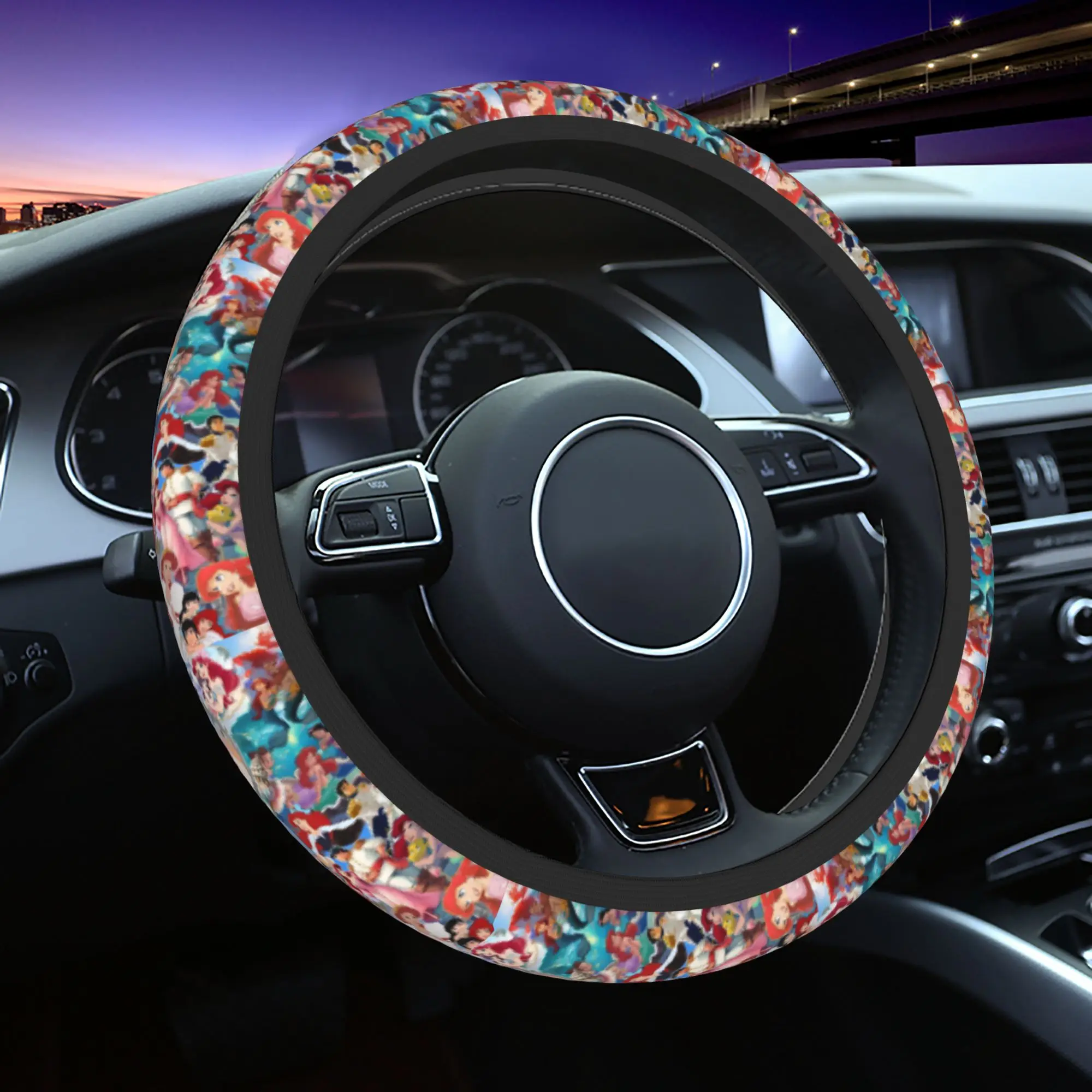 

Mermaids Girl Cartoon Car Steering Wheel Cover Anti-slip Auto Steering Wheel Protector Car-styling Steering-Wheel Accessories