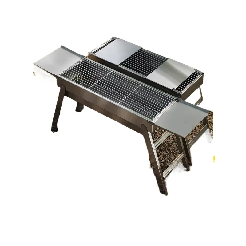 

Thickened stainless steel barbecue grill household outdoor portable folding