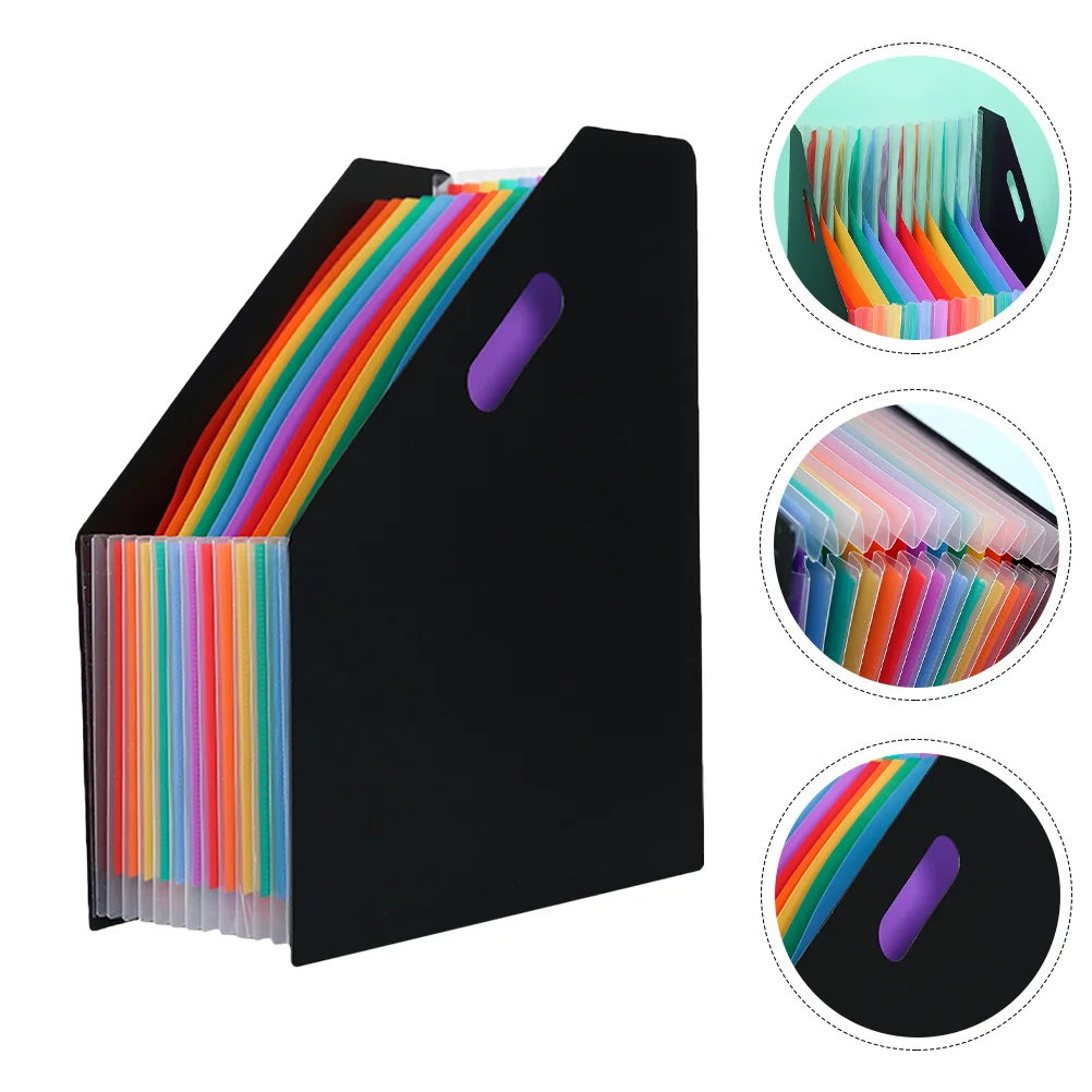 Black Large Capacity File Folder Expandable Accordion Files ganizer Receipts Plastic Bills Pouch Document Filing Folder Storage