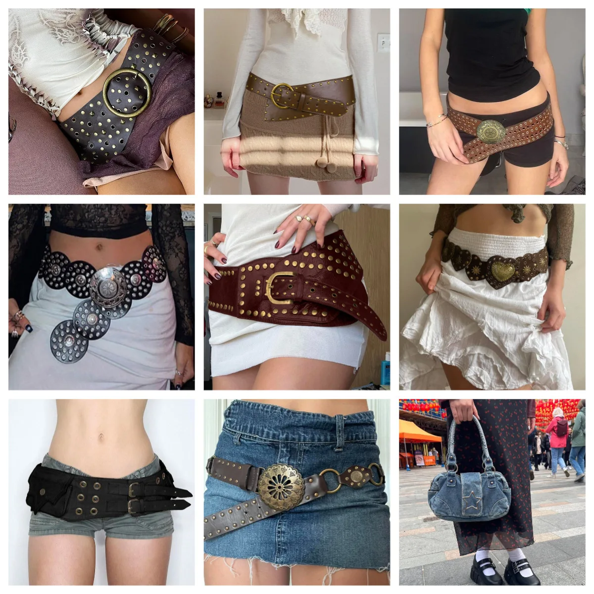 Diseño Sense Loop Buckle Splicing 2023 Moda de verano Nueva tendencia Cinturón versátil estilo punk