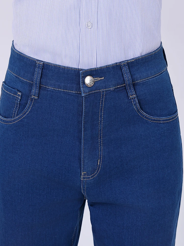 Jeans For Men Four Seasons Baggy Straight Tube Blue Classic High-end Business Casual Stretch High Quality