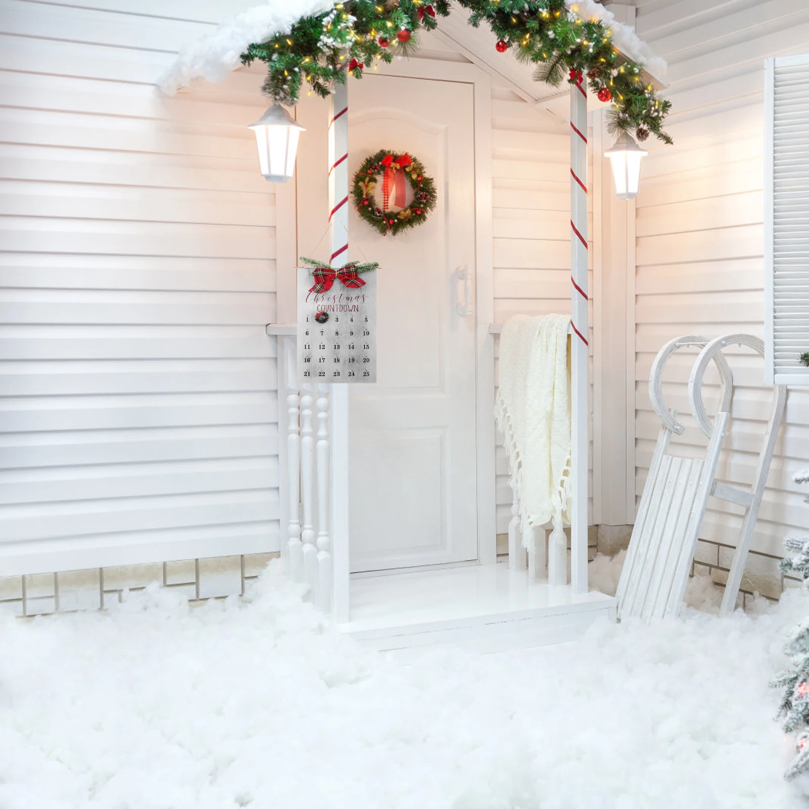 

Christmas Countdown Calendar Rustic Wreath 25 Days Advance Wooden Hanging Sign Holiday Home Decor Festive Wall Hanging Xmas