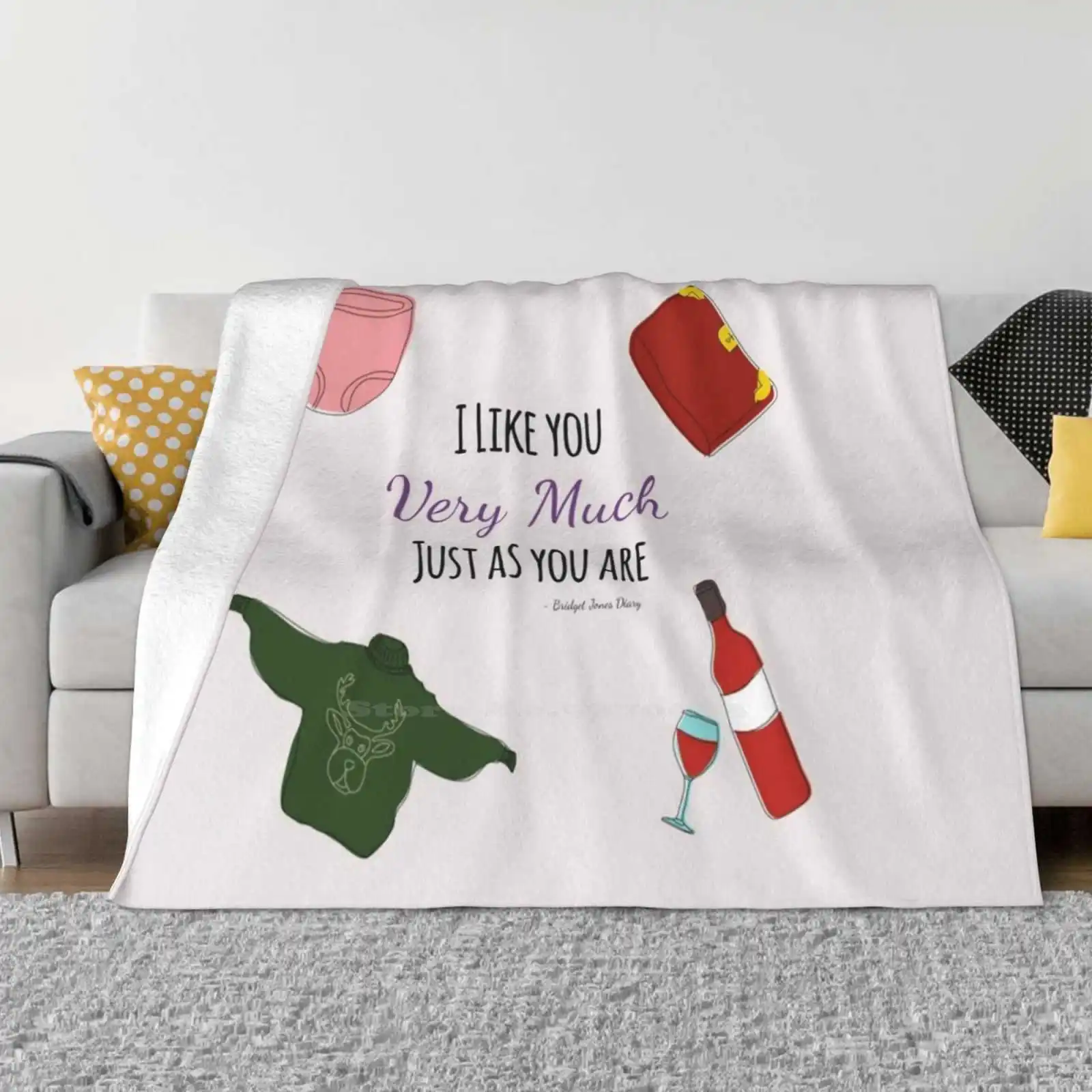 Bridget Jones Diary-Quotes New Print Novelty Fashion Soft Warm Blanket Bridget Jones Quotes Love Woman Girly Cinema Movies