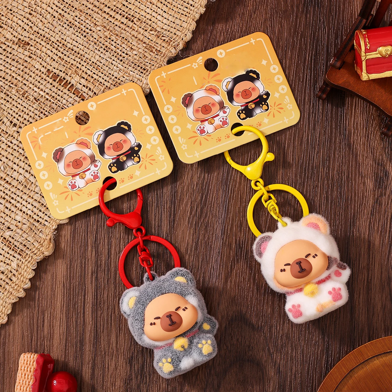 Pendentif de sac à dos en caoutchouc souple Capybara Kawaii, peluche floquée, accessoires de dessin animé, jouet mignon, pendentif décoratif pour cadeaux d'adolescents