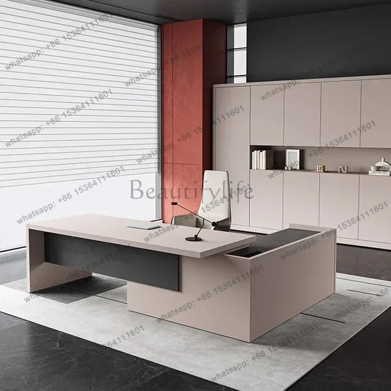 Furniture Drawers Storage Luxury Shaped Computer Desks Filing Cabinet Large Modern Boss Manager Supervisor