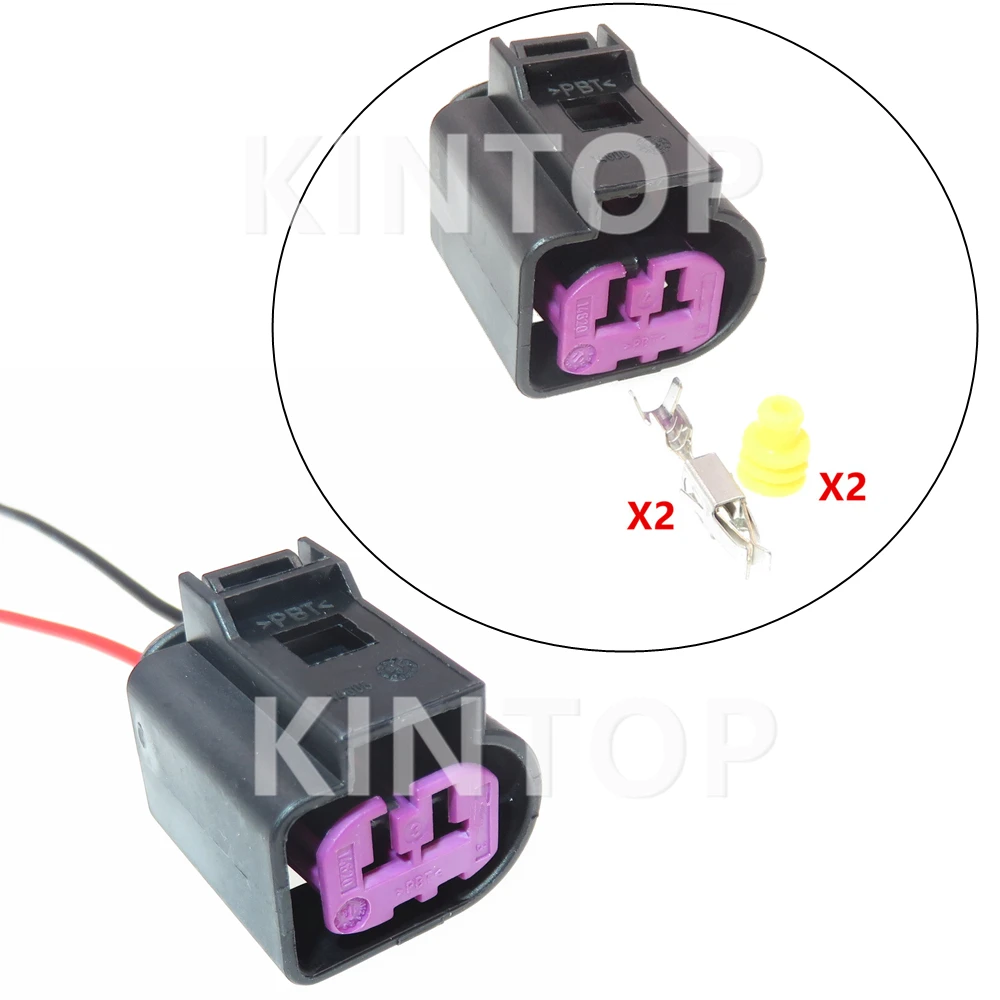 1 Set 2 Pins Car Motor Wiring Waterproof Socket AC Assembly with Terminal 1J0973772 Car Replacement Connector Accessories